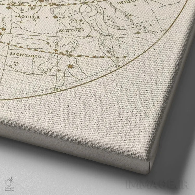 تابلو آسمانهای قابل مشاهده بر زمینه طلایی اثر فلوران بُدار (هنرمند فرانسوی) - نمای نزدیک بافت بوم