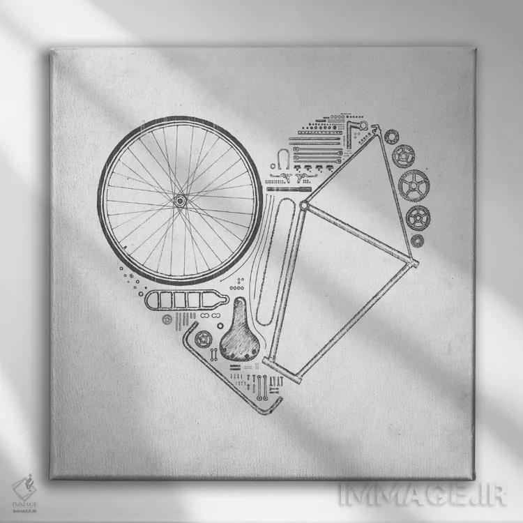 تابلو دوچرخهٔ عاشقانه اثر فلوران بُدار (هنرمند فرانسوی) - نمای روبهرو روی دیوار