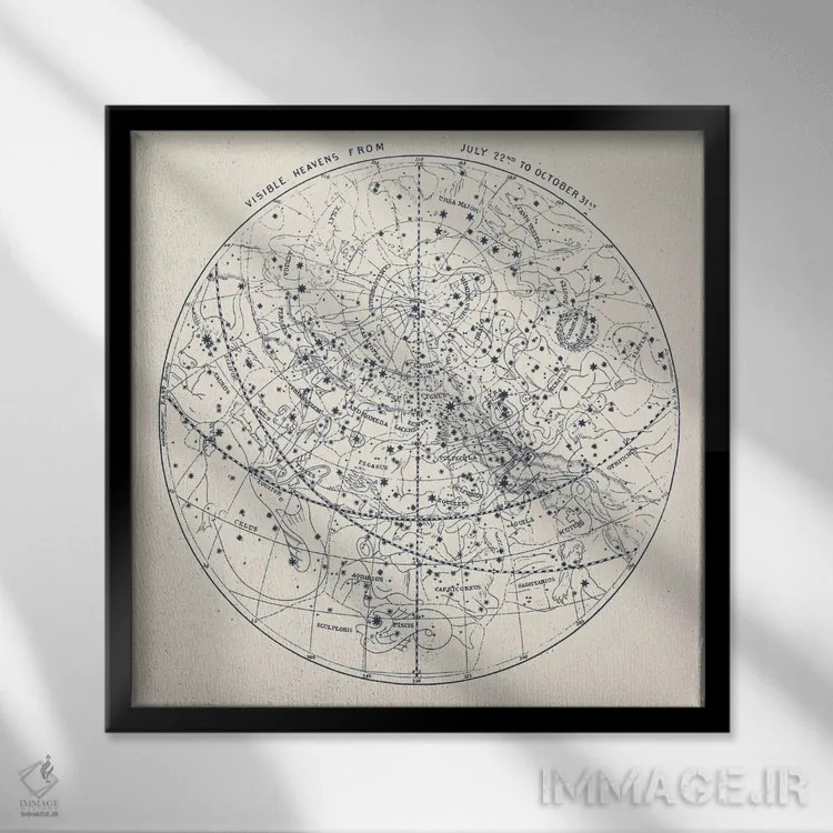 تابلو آسمانهای قابل مشاهده بر زمینه آبی اثر فلوران بُدار (هنرمند فرانسوی) - نمای قابدار مشکی