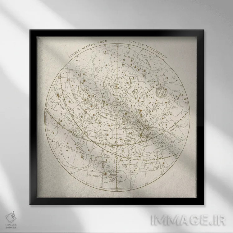 تابلو آسمانهای قابل مشاهده بر زمینه طلایی اثر فلوران بُدار (هنرمند فرانسوی) - نمای قابدار مشکی