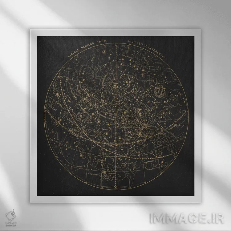 تابلو آسمانهای قابل مشاهده بر زمینه تیره اثر فلوران بُدار (هنرمند فرانسوی) - نمای قابدار سفید