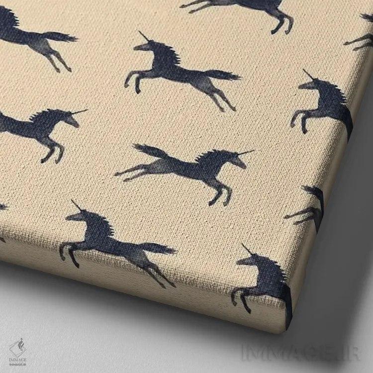 تابلو طرح تکشاخ واقعی است اثر فلوران بُدار (هنرمند فرانسوی) - نمای نزدیک بافت بوم