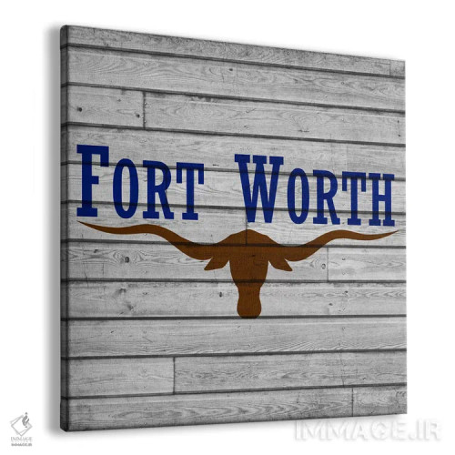 تابلو پرچم شهر فورت وورث، تگزاس روی تختهچوب اثر آیکانواس (شرکت چاپ هنری) - نمای پرسپکتیو محصول