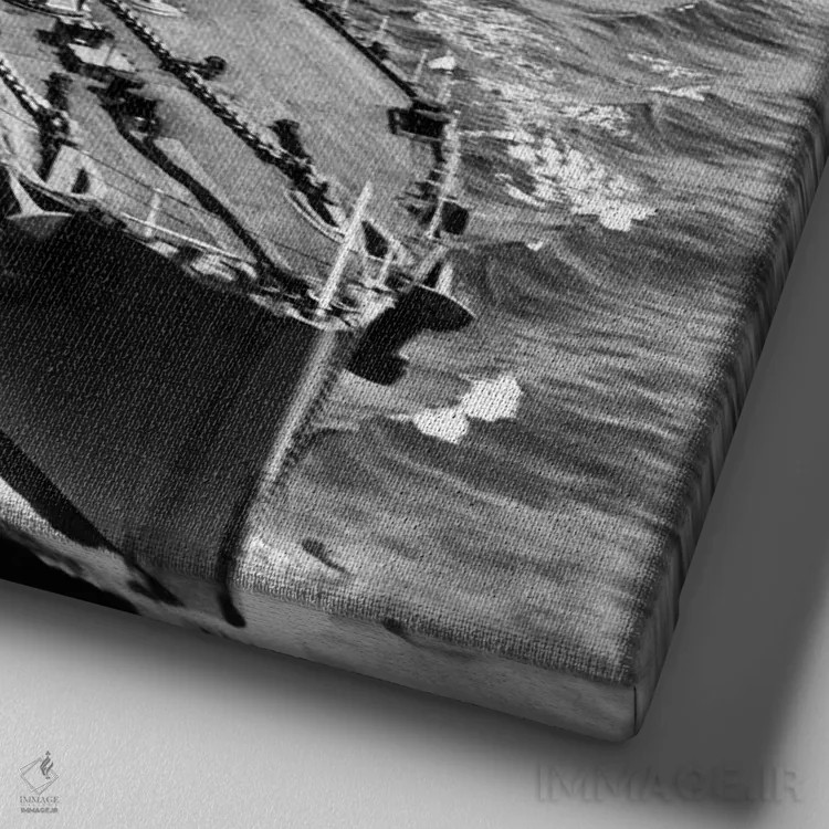 تابلو ناوگان ناوشکنهای دوران جنگ جهانی دوم (سیاه و سفید) اثر آیکانواس (شرکت چاپ هنری) - نمای نزدیک بافت بوم