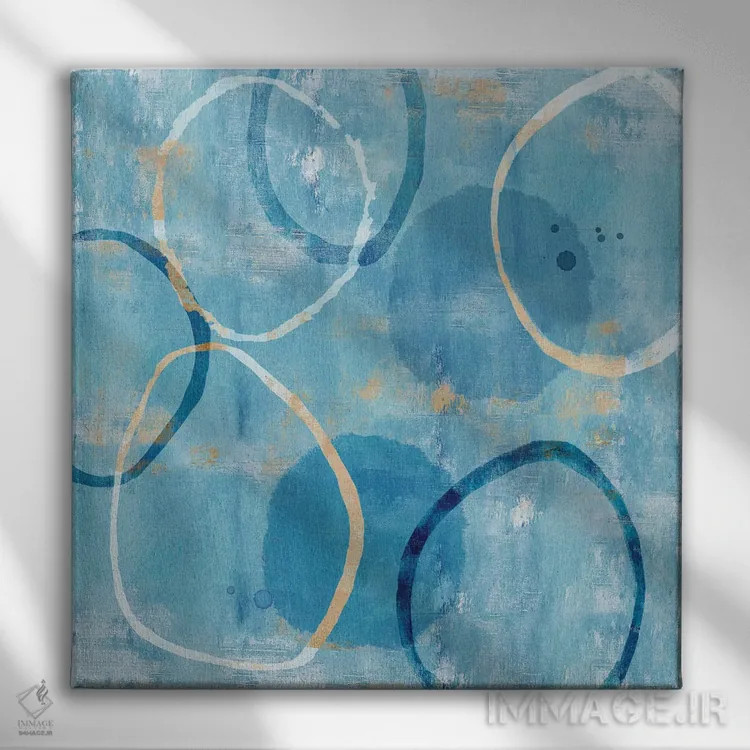 تابلو آبی شناور ۱ اثر فلورا کوتا - نمای روبهرو روی دیوار