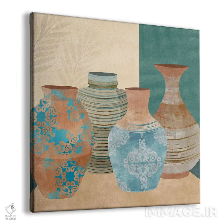 تابلو ظروف سفالی ۲ اثر فلورا کوتا - نمای پرسپکتیو محصول