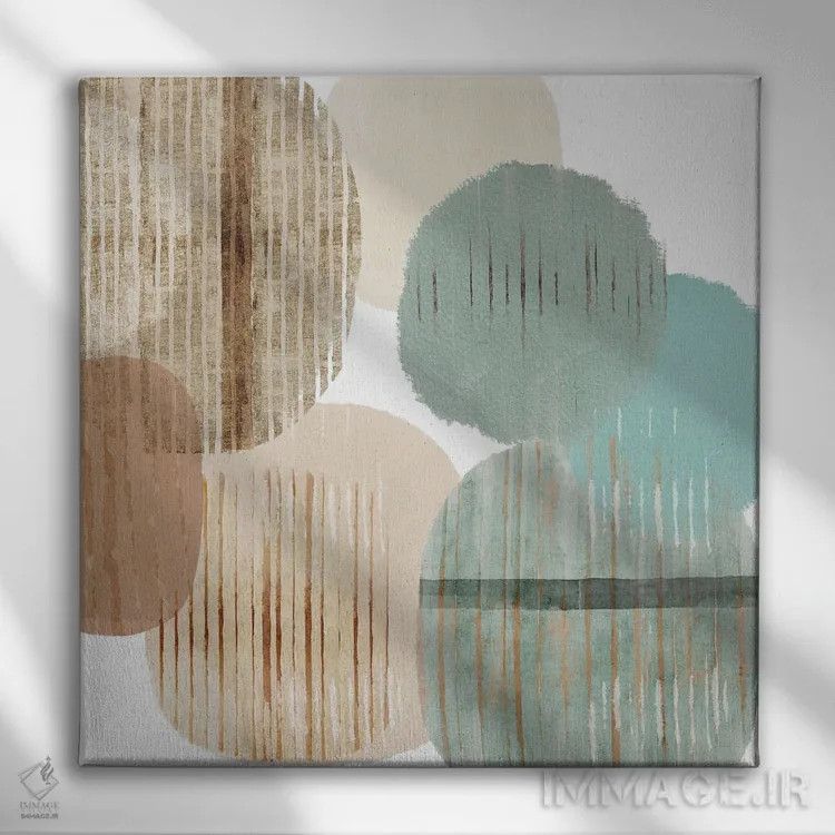 تابلو هماهنگی سبزآبی ۳ اثر فلورا کوتا - نمای روبهرو روی دیوار
