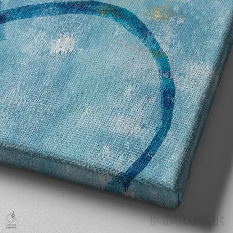 تابلو آبی شناور ۱ اثر فلورا کوتا - نمای نزدیک بافت بوم