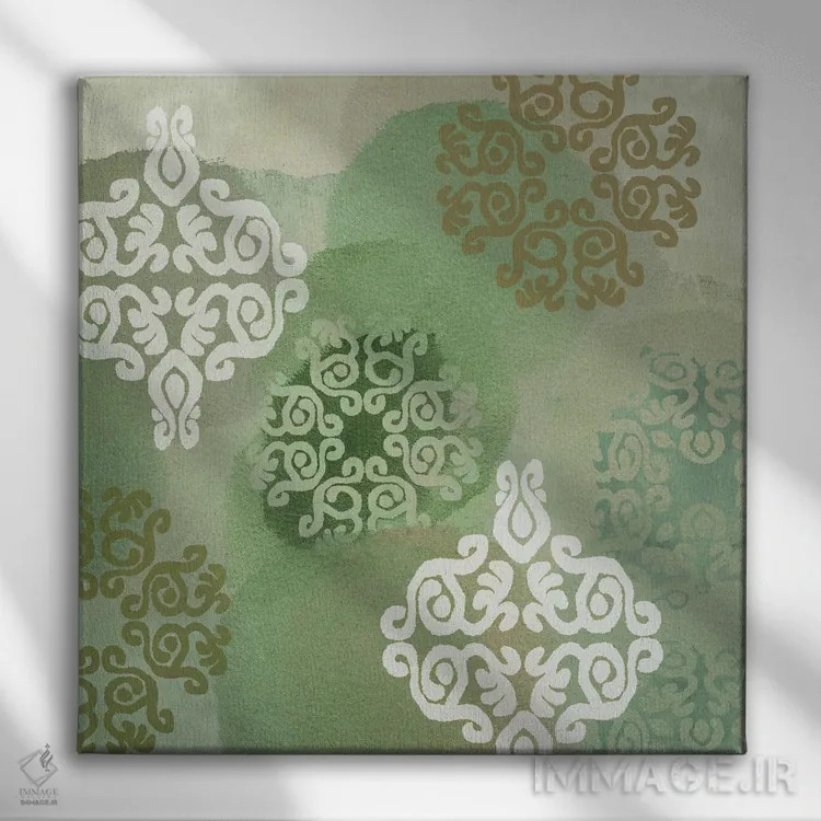 تابلو دکور مراکشی سبز ۱ اثر فلورا کوتا - نمای روبهرو روی دیوار