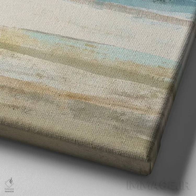 تابلو کلبههای ساحل سنگی ۱ اثر فلورا کوتا - نمای نزدیک بافت بوم