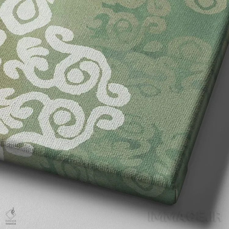 تابلو دکور مراکشی سبز ۱ اثر فلورا کوتا - نمای نزدیک بافت بوم