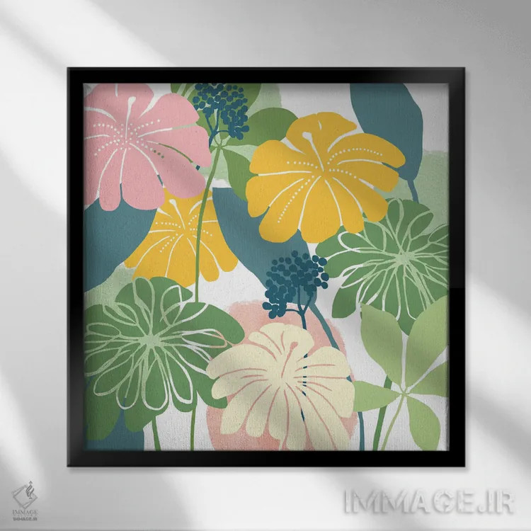 تابلو انفجار گلها ۱ اثر فلورا کوتا - نمای قابدار مشکی
