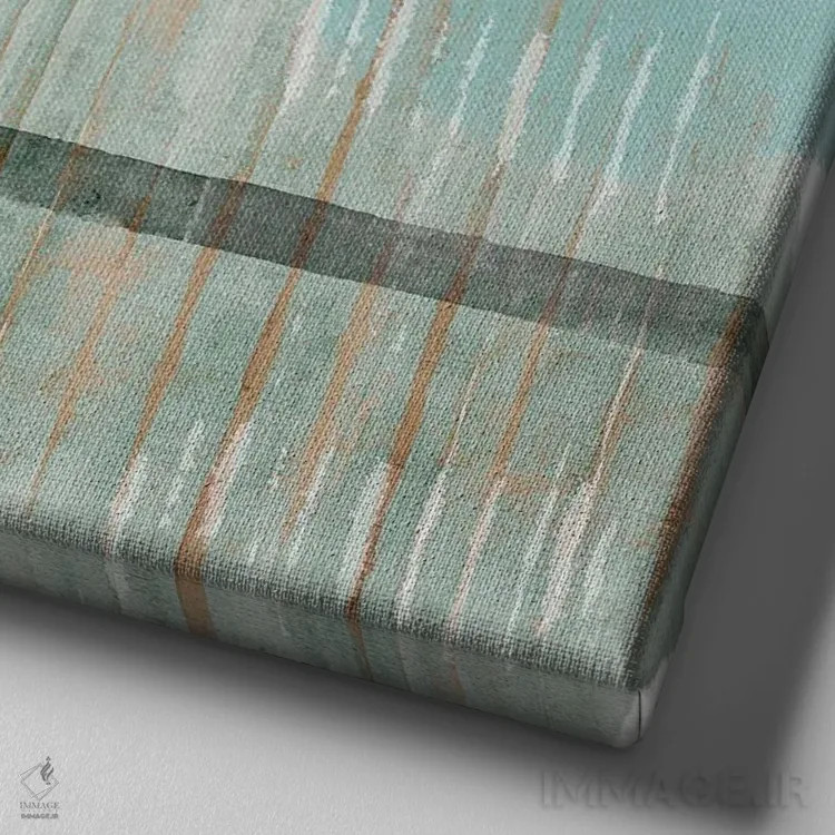 تابلو هماهنگی سبزآبی ۳ اثر فلورا کوتا - نمای نزدیک بافت بوم