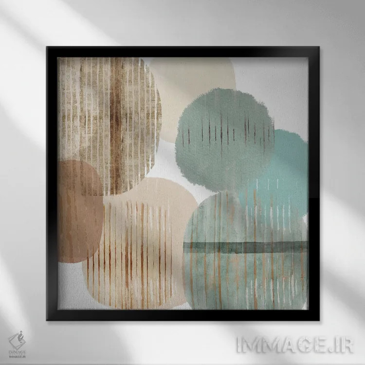 تابلو هماهنگی سبزآبی ۳ اثر فلورا کوتا - نمای قابدار مشکی
