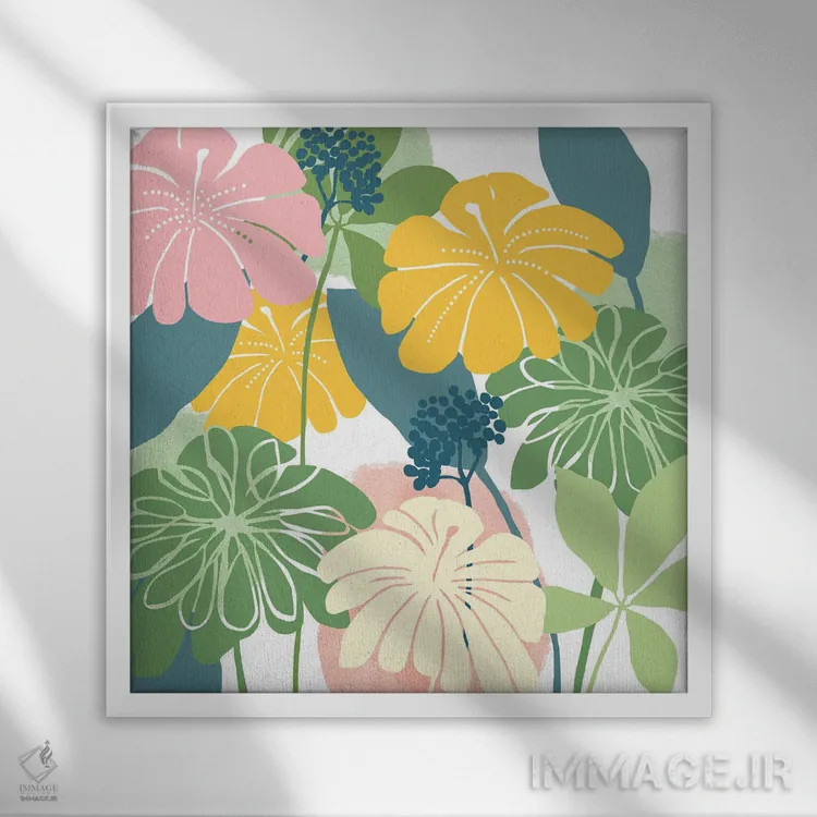 تابلو انفجار گلها ۱ اثر فلورا کوتا - نمای قابدار سفید