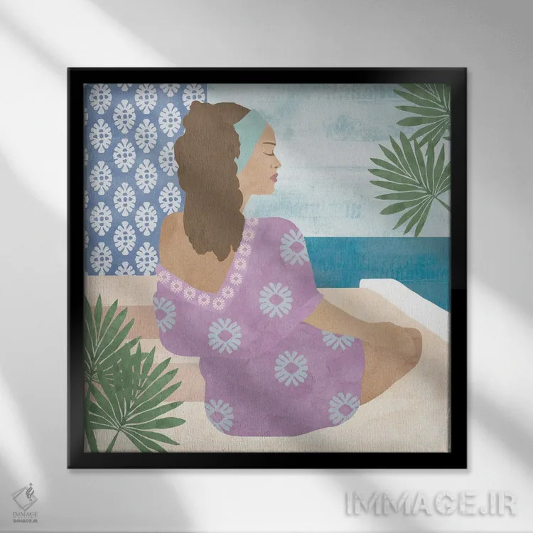 تابلو تعطیلات مدیترانهای ۳ اثر فلورا کوتا - نمای قابدار مشکی