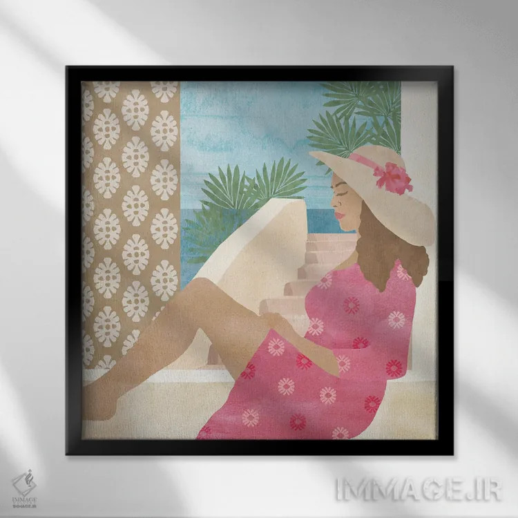 تابلو تعطیلات مدیترانهای ۱ اثر فلورا کوتا - نمای قابدار مشکی