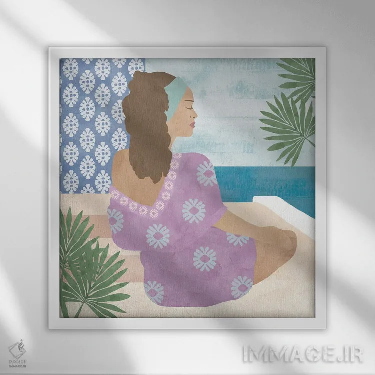 تابلو تعطیلات مدیترانهای ۳ اثر فلورا کوتا - نمای قابدار سفید