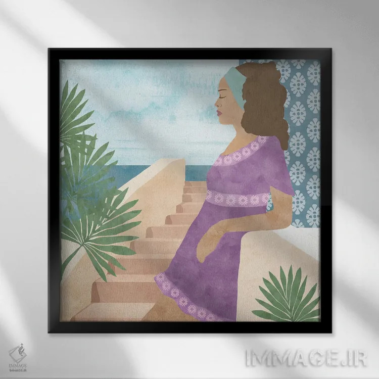 تابلو تعطیلات مدیترانهای ۴ اثر فلورا کوتا - نمای قابدار مشکی