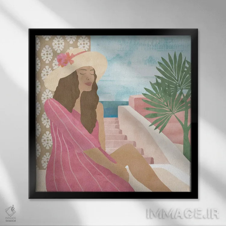 تابلو تعطیلات مدیترانهای ۲ اثر فلورا کوتا - نمای قابدار مشکی