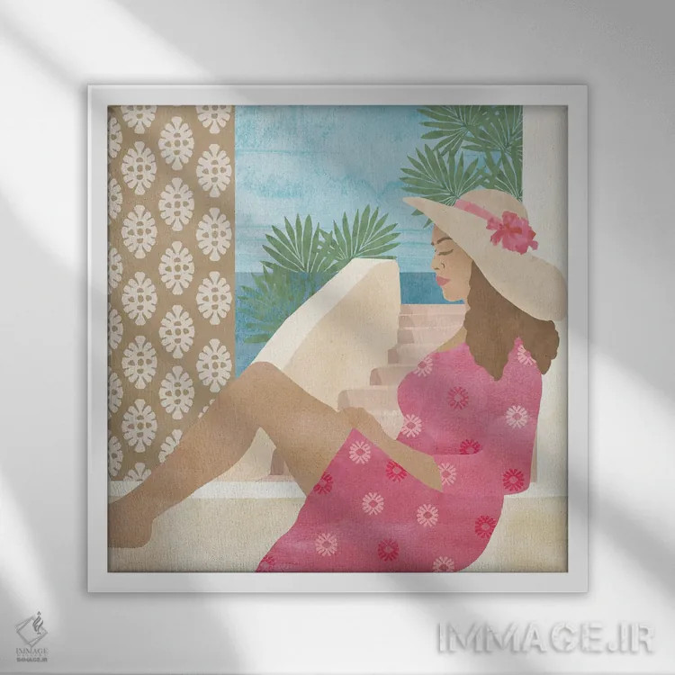 تابلو تعطیلات مدیترانهای ۱ اثر فلورا کوتا - نمای قابدار سفید