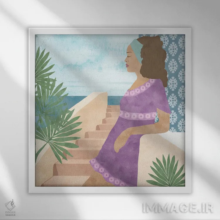 تابلو تعطیلات مدیترانهای ۴ اثر فلورا کوتا - نمای قابدار سفید