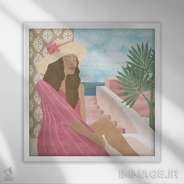 تابلو تعطیلات مدیترانهای ۲ اثر فلورا کوتا - نمای قابدار سفید