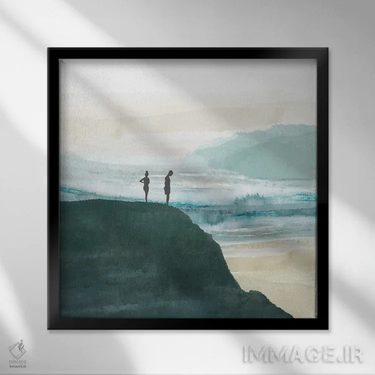 تابلو ماجراجویی ساحلی ۳ اثر فلورا کوتا - نمای قابدار مشکی
