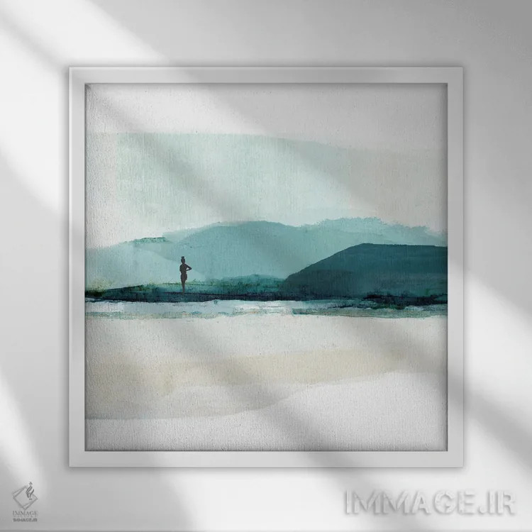 تابلو ماجراجویی ساحلی ۴ اثر فلورا کوتا - نمای قابدار سفید