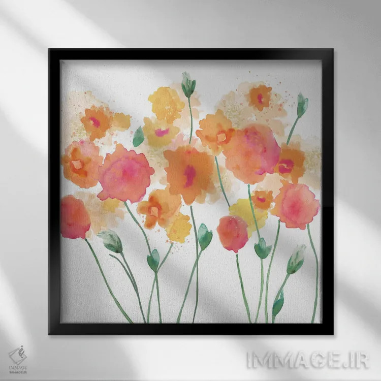 تابلو ملودی گلها ۱ اثر فلورا کوتا - نمای قابدار مشکی