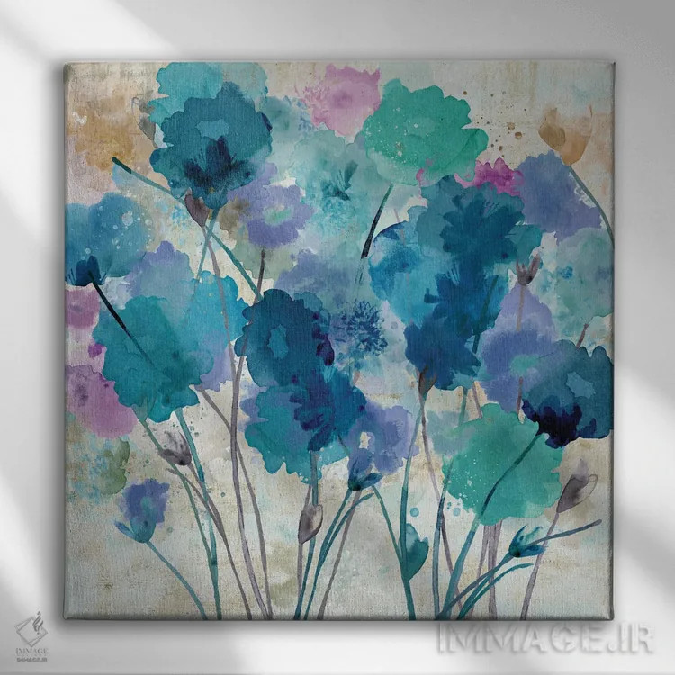 تابلو بنفشههای وحشی ۱ اثر فلورا کوتا - نمای روبهرو روی دیوار