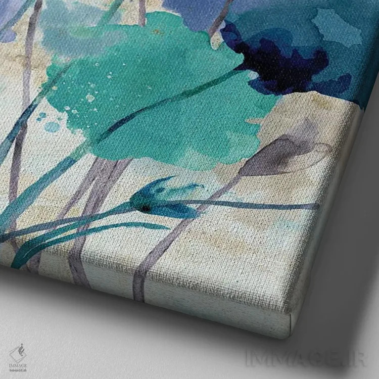 تابلو بنفشههای وحشی ۱ اثر فلورا کوتا - نمای نزدیک بافت بوم