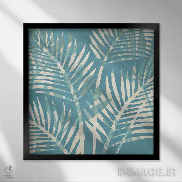 تابلو آبی گرمسیری ۱ (آزول: پرتغالی) اثر فلورا کوتا - نمای قابدار مشکی