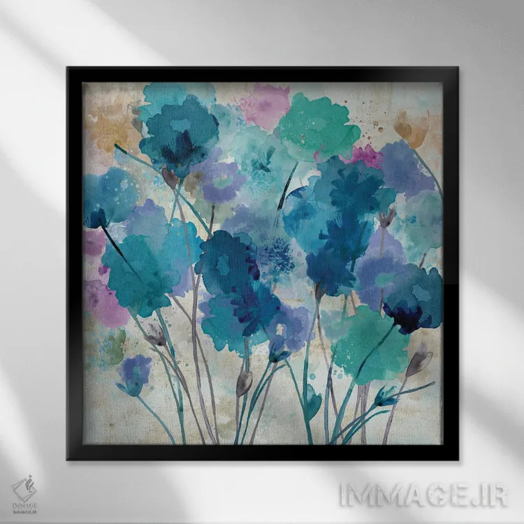تابلو بنفشههای وحشی ۱ اثر فلورا کوتا - نمای قابدار مشکی