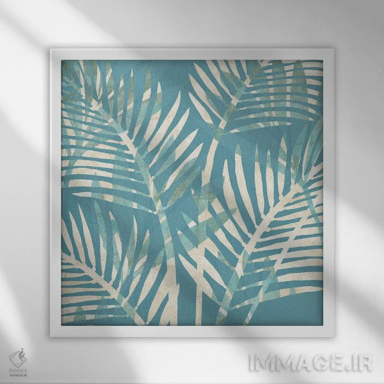 تابلو آبی گرمسیری ۱ (آزول: پرتغالی) اثر فلورا کوتا - نمای قابدار سفید