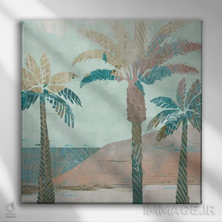 تابلو نخلهای رترو III اثر فلورا کوتا - نمای روبهرو روی دیوار