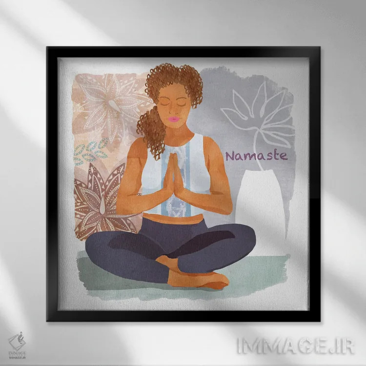 تابلو زمان یوگا I اثر فلورا کوتا - نمای قابدار مشکی
