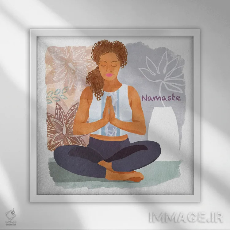 تابلو زمان یوگا I اثر فلورا کوتا - نمای قابدار سفید