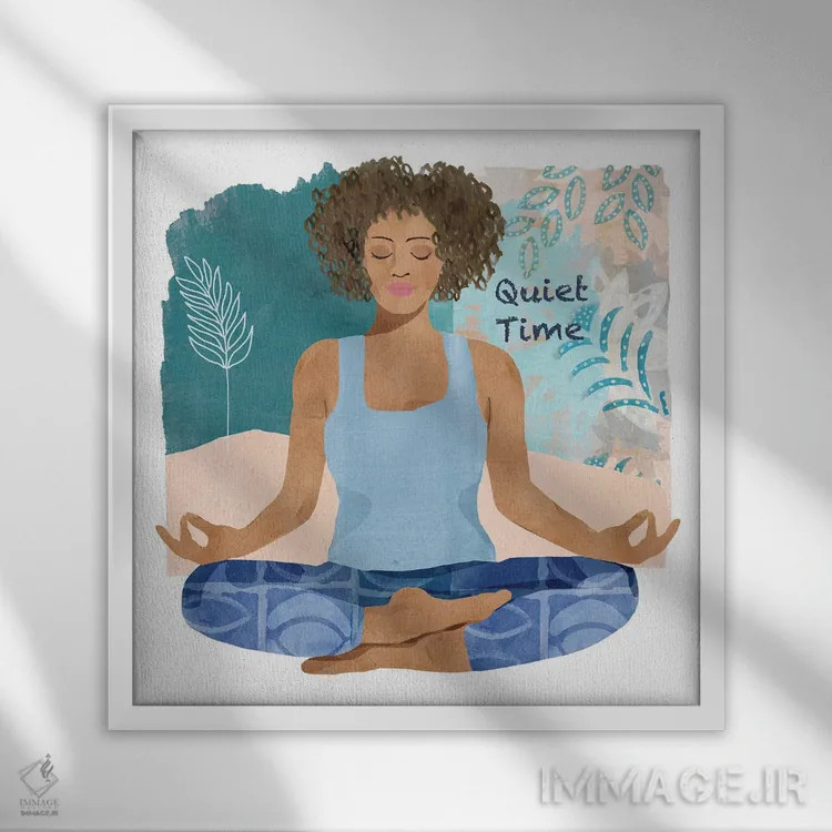 تابلو زمان یوگا III اثر فلورا کوتا - نمای قابدار سفید