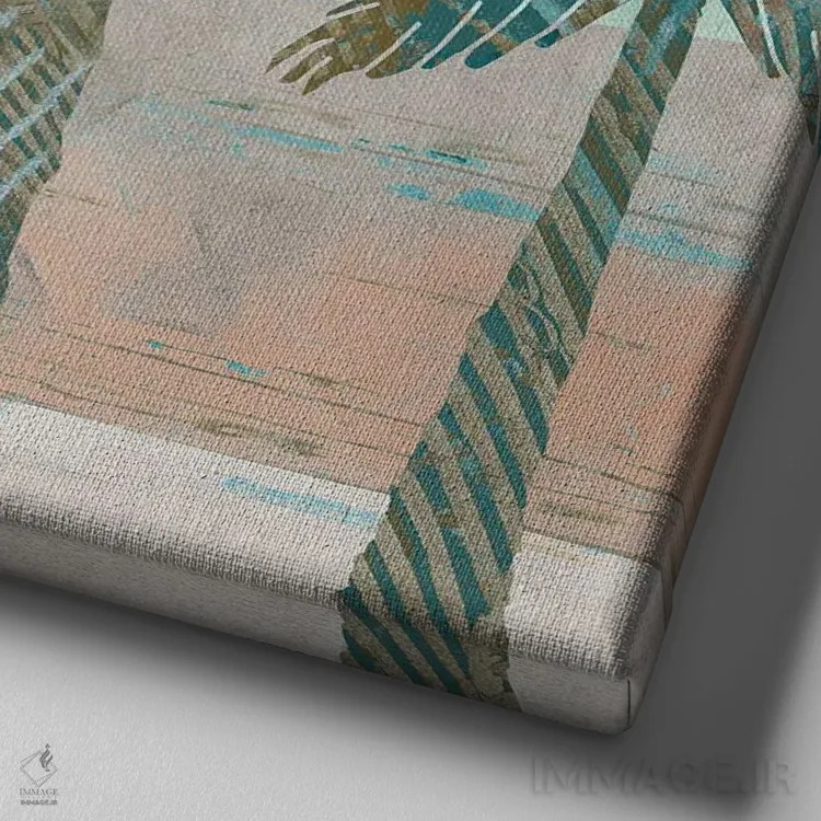 تابلو نخلهای رترو III اثر فلورا کوتا - نمای نزدیک بافت بوم