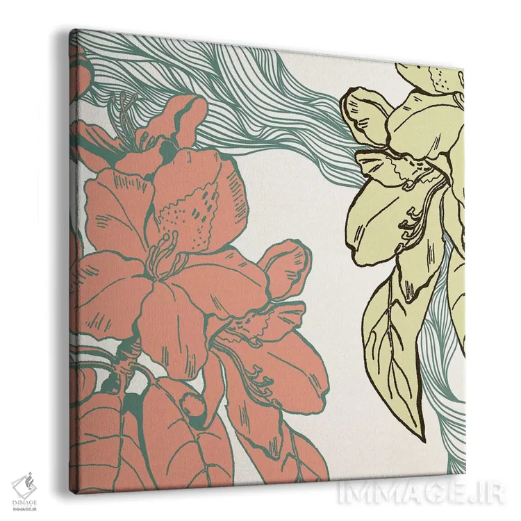 تابلو گلها (قرمز و زرد و سبز) اثر فایو بای فایو کالکتیو - نمای پرسپکتیو محصول