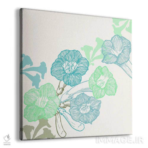 تابلو بنفشهها و برگها (سبز و آبی) اثر فایو بای فایو کالکتیو - نمای پرسپکتیو محصول