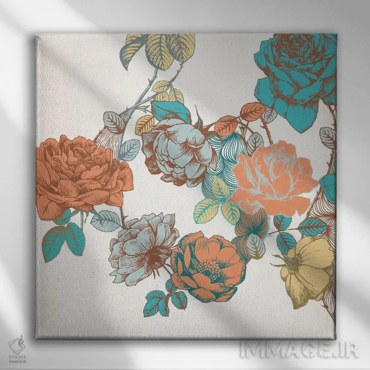 تابلو گلها و برگها اثر فایو بای فایو کالکتیو - نمای روبهرو روی دیوار