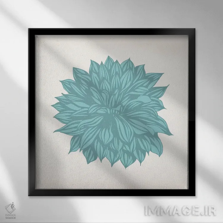 تابلو گل (آبی) اثر فایو بای فایو کالکتیو - نمای قابدار مشکی