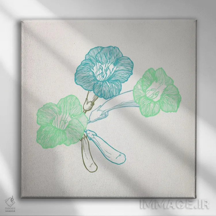 تابلو بنفشه (سبز و آبی) اثر فایو بای فایو کالکتیو - نمای روبهرو روی دیوار