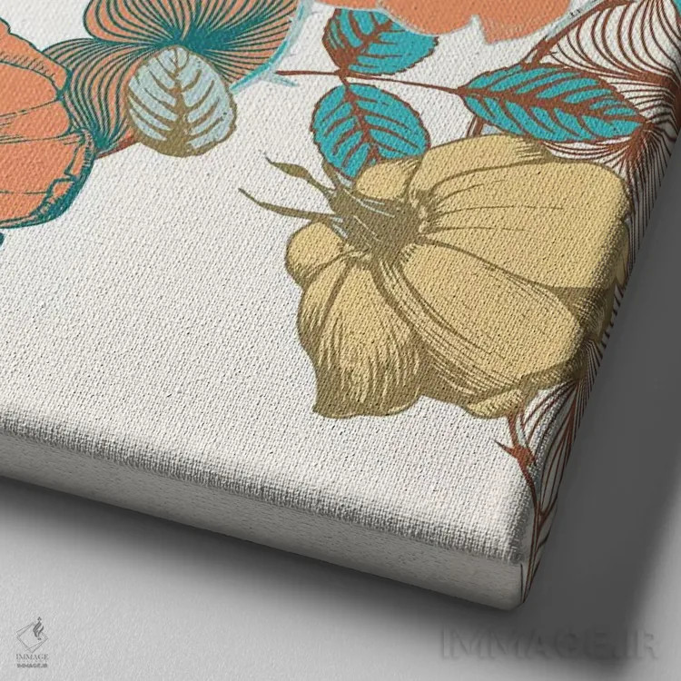 تابلو گلها و برگها اثر فایو بای فایو کالکتیو - نمای نزدیک بافت بوم