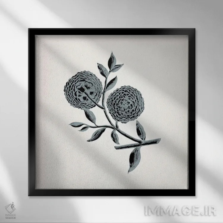 تابلو داوودی (خاکستری) اثر فایو بای فایو کالکتیو - نمای قابدار مشکی