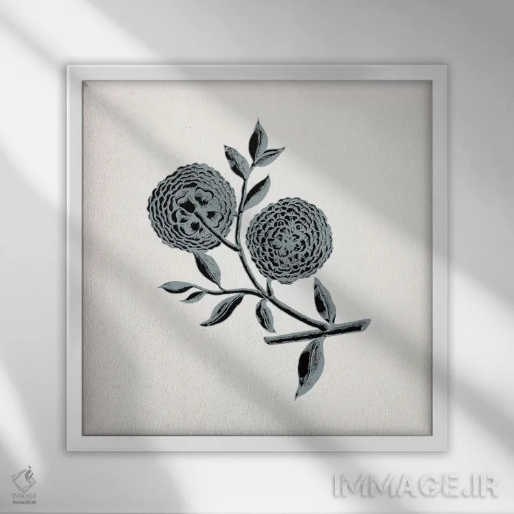 تابلو داوودی (خاکستری) اثر فایو بای فایو کالکتیو - نمای قابدار سفید