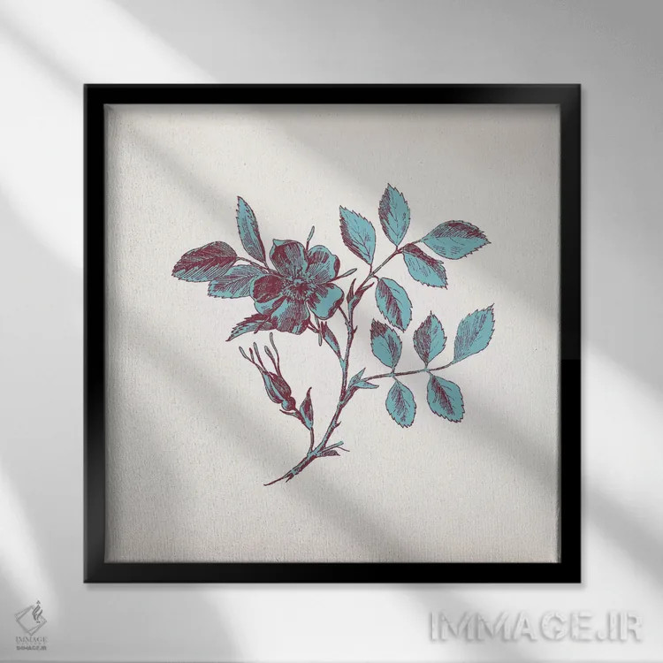 تابلو شاخه آبی اثر فایو بای فایو کالکتیو - نمای قابدار مشکی