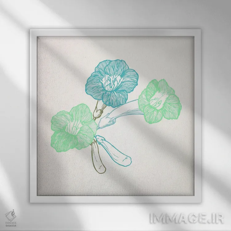 تابلو بنفشه (سبز و آبی) اثر فایو بای فایو کالکتیو - نمای قابدار سفید